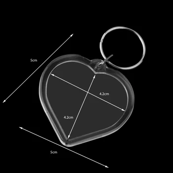 

10Pcs Heart Blank Insert Photo Picture Frame Split Ring Clear Keychain 5x5cm