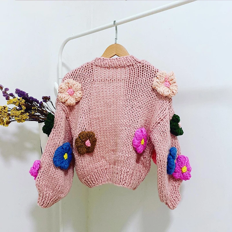 MosiMolly Cardigan Women Sweater Handmade Flower Sweater Cardigan Women Jumper Knitting Coats Outerwear 2021 pink cardigan