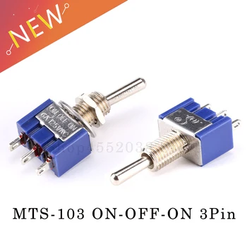 

10Pcs MTS-103 Miniature Control Toggle Switch Single Pole Double Throw SPDT ON-OFF-ON 120VAC 6A 6mm Mounting Hole