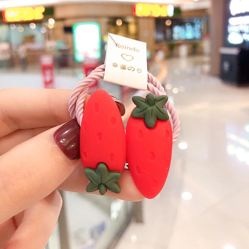 Strawberry Платье принцессы с милым фруктовым небольшой резинка для девочек Для детей; резинка для волос, обтянутая тканью; резинка для волос, аксессуары для галстука и ободки для волос Веревка хвост держатель - Цвет: Strawberry