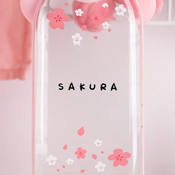 Kawaii Portable Cherry Blossom Sakura Glass Bottle 4