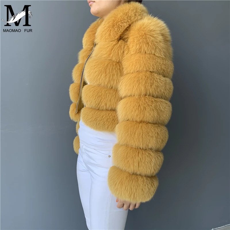 Женская шуба из натурального Лисьего меха короткая зимняя меховая куртка