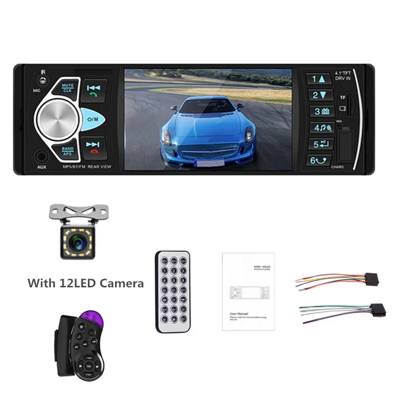 With 12LED Camera LTBFM 1 Din Автомобильный мультимедийный MP5 4022D FM радио авто аудио стерео bluetooth Поддержка заднего Riew камера рулевое колесо управление - Цвет: With 12LED Camera