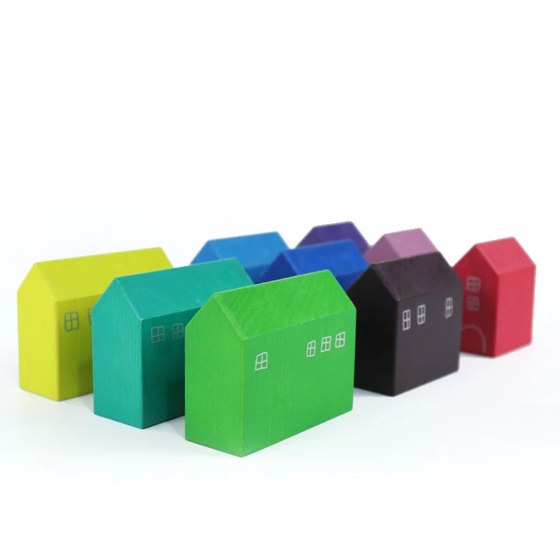US $100.19 Wooden Rainbow House Blocks Natural Wood Colorful Blocks Kids Montesori Toys Stacking Jenga Game Educational Toys for Children