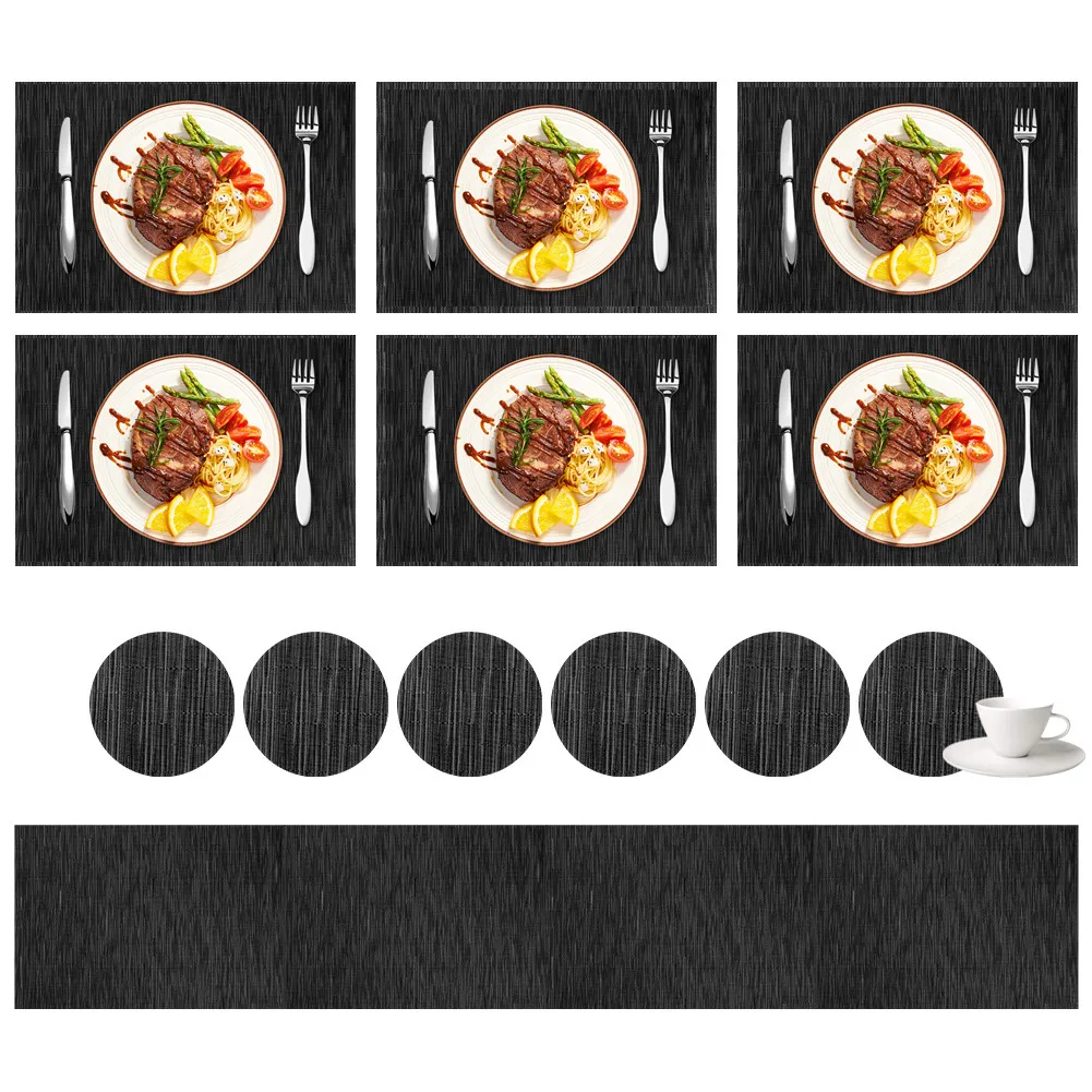 

Set of 13 PVC Outdoor Tableware Camping Placemats Waterproof Coasters With 180CM Table Runner Heat Resistant Anti Slip Mats Pads