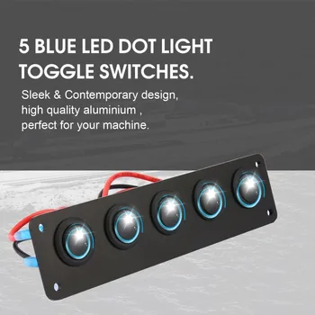 

5 Gang 12V Rocker Switch for Car Marine Boat Circuit Breakers Overload Protected LED Light Rocker Switch Panel Circuit