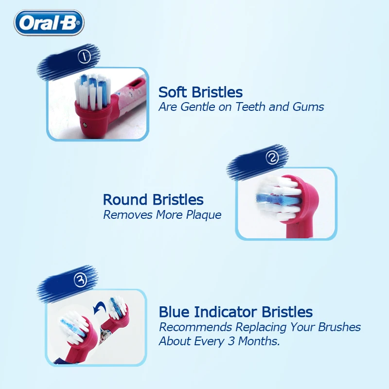 Original Oral B Replacement Brush Heads Cartoon for Oral B Kids Electric Toothbrush Children Soft Bristles Replaceable Nozzles 4