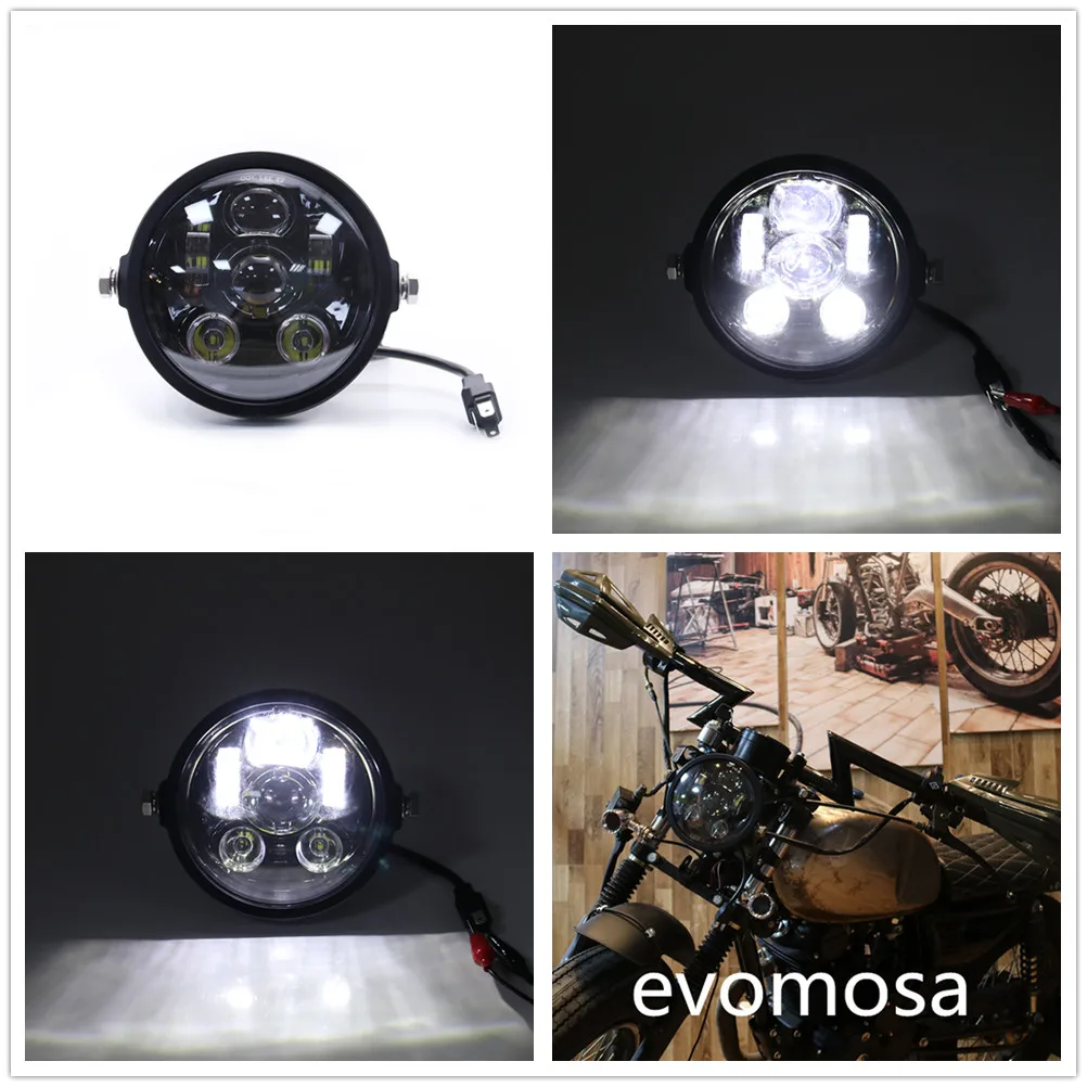 5.75" 5 3/4 Led Motorcycle Headlight W/bezel Trim Ring For Harley