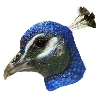 

Realistic Peacock Bird Latex Mask Halloween Costume Party Latex Animal Bird Head Mask