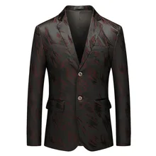 Роскошный мужской свадебный Блейзер, мужской повседневный винтажный пиджак с отложным воротником, с длинным рукавом, с цветочным принтом, пиджак, Блейзер, masculino