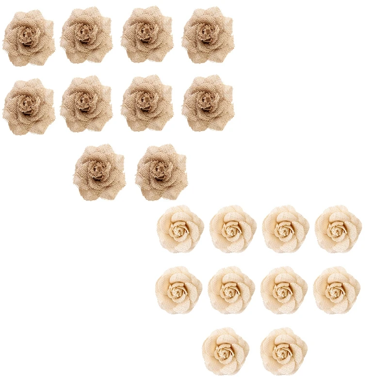 10 Pcs 9 cm Handmade Jute Hessian Burlap Flowers Rose Rustic Wedding Decoration Party DIY Supplies | Дом и сад