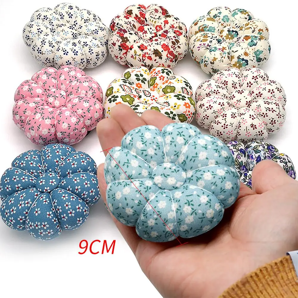 Cute Fabric Pumpkin Shape Holder Pin Cushions with elastic wrist band Wearable Needle Pincushion For Sewing Quilting Pin Holder