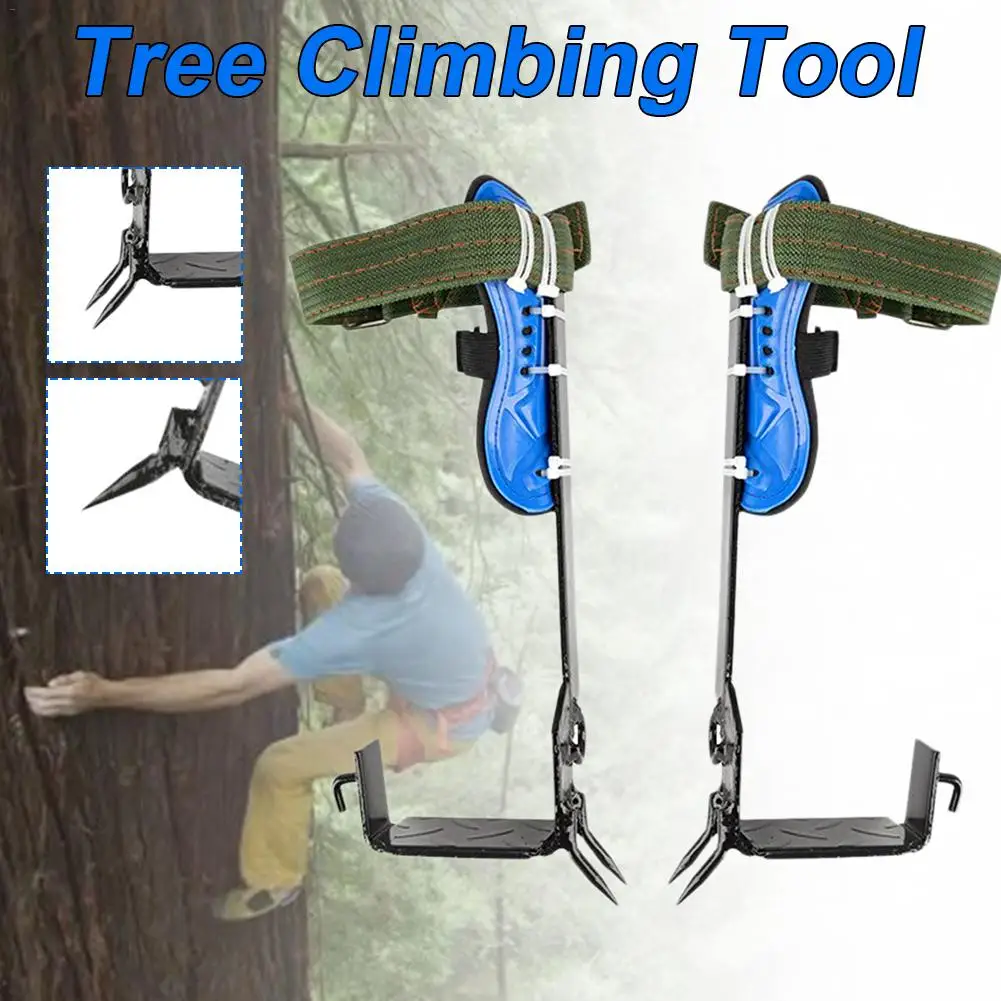 Adjustable Tree Climbing Spike Set 2 Gears Safety Belt Lanyard Rope Rescue Belt 