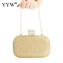 Золотые и серебряные со стразами сумочка клатч в кристаллах Женская вечерняя сумка для Pochette Femme на свадьбу для подружки невесты маленький женский кошелек