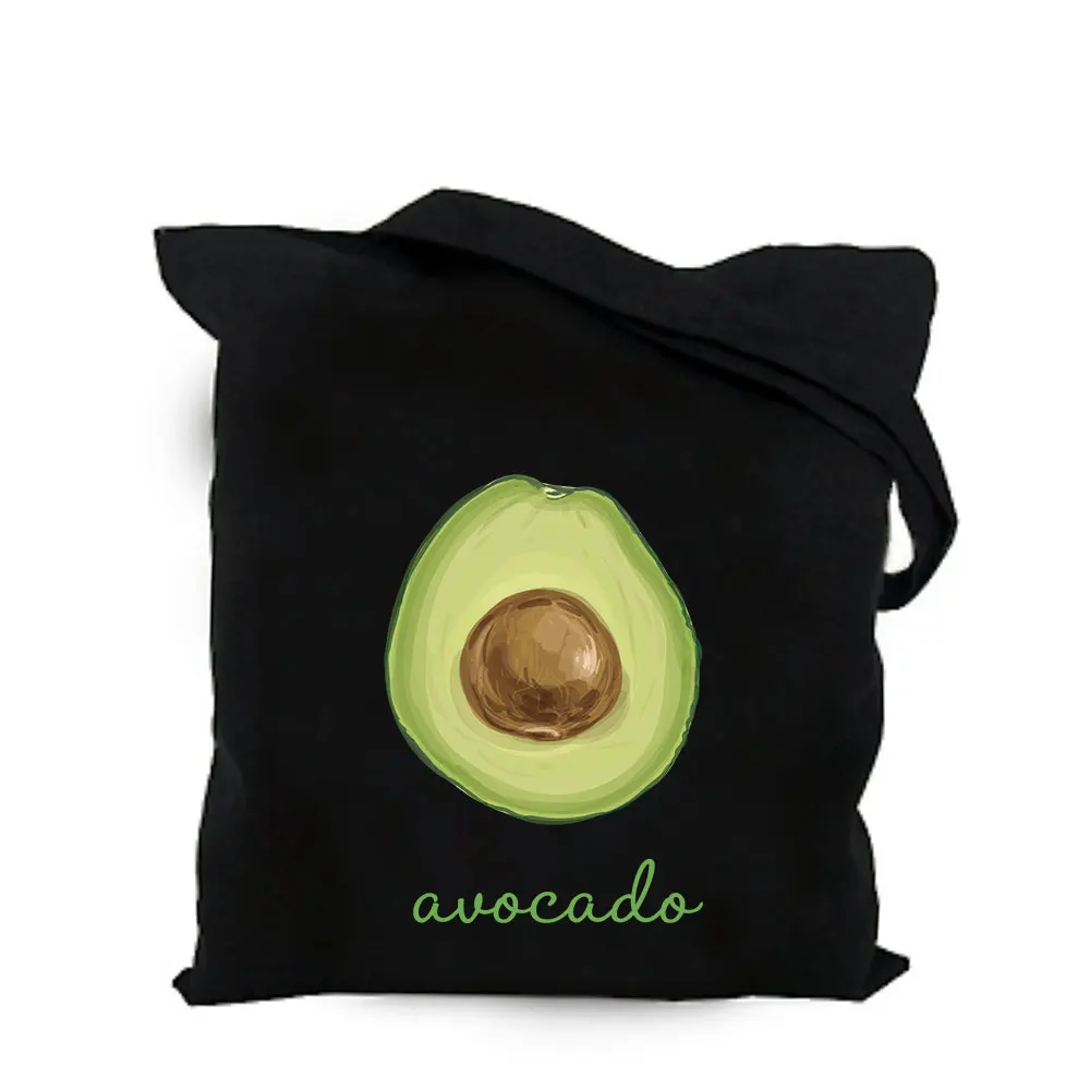 Оригинальная индивидуальная экологический Холст Сумка-тоут с принтом авокадо, сумка на плечо для женщин, большая сумка для покупок, складная рекламная милая сумка - Цвет: cotton canvas bag 05