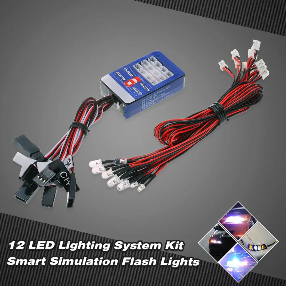 

12 LED Simulation Flash Light System Kit for 1/10 Yokomo Tamiya Traxxas RC Car