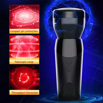 Hands Free Male Masterbators Masturbator Mens Sex Toys Automatic Rotation Silicone Vagina Real Pussy