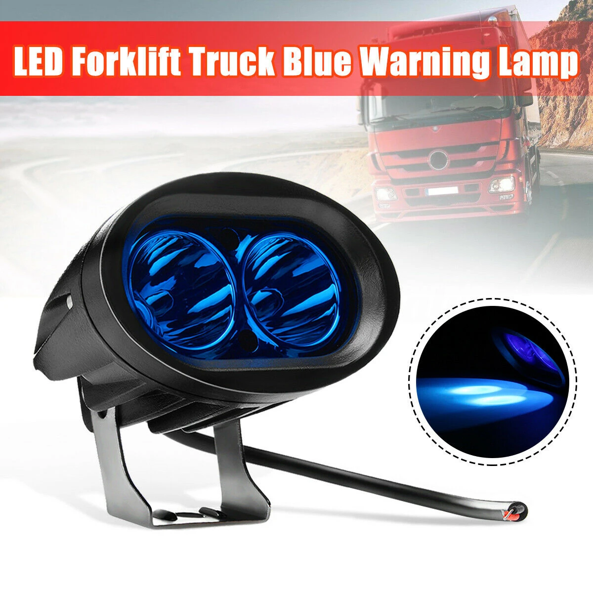 20W LED Spot Forklift Truck Blue Warning Lamp Safety Working Light 10-60V 