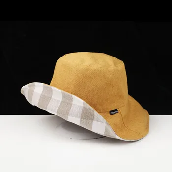 

2020 spring and summer new fisherman hat double-sided lattice basin hat female big brim hat sun hat ladies hat