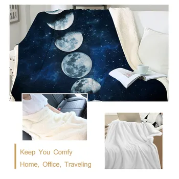 BeddingOutlet Moon Eclipse Changing Velvet Plush Throw Blanket Galaxy Printed Sherpa Blanket for Couch Landscape Bedding Throw 2