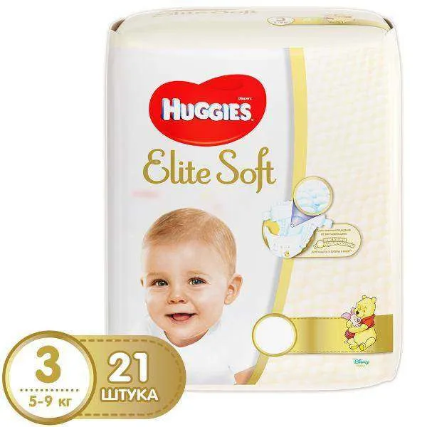 Подгузники Huggies Elite Soft 3(5-9 кг) 21 шт