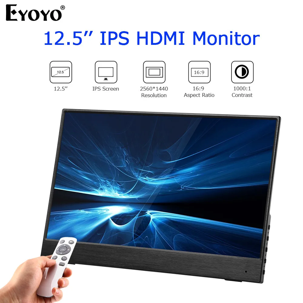 Eyoyo EM12S 12,5 дюймов 1440P портативный ноутбук монитор для PS4 Windows 7 8 10 QHD lcd 2K HDMI ips экран игровой монитор ультра тонкий