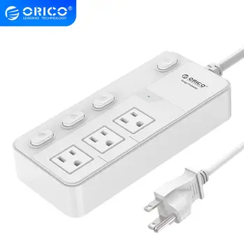 

ORICO USB Smart Charger Surge Protector Power Strip 3 AC Socket with 2 USB Charging Ports Power Button Control US Plug
