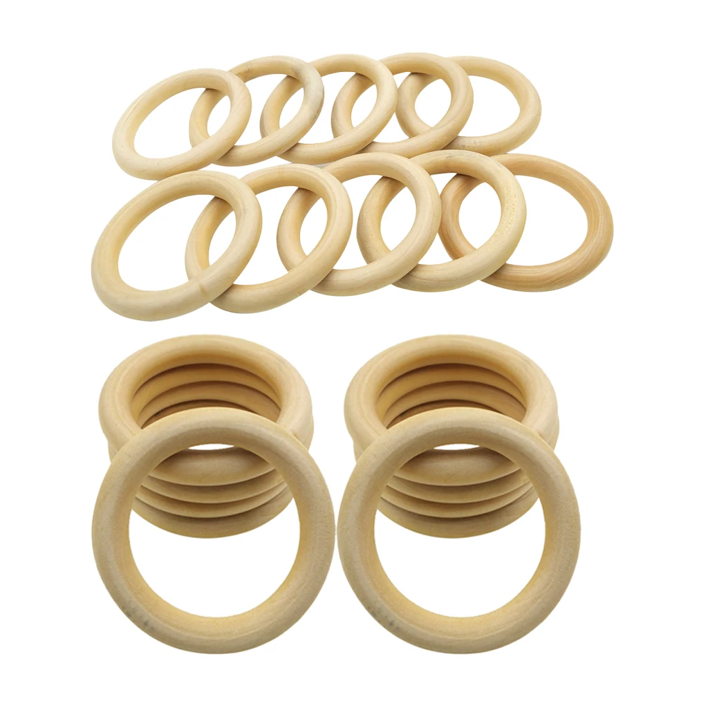 15 Pieces Natural Wood Beads Wooden Ring DIY Wooden Jewelry Making Crafts Connectors Circles Rings Beads 70 And 100 Mm Mix Size