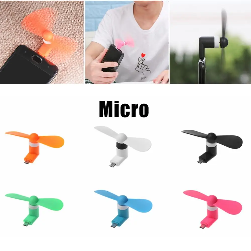 

1PC Colorful TPE Portable Mobile Phone Mini Cooling USB Hand-held Fan Super Mute Micro USB Summer Outdoor Hiking Camping Supply