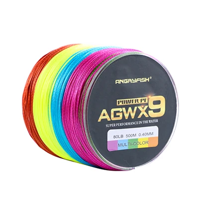 Angryfish 9 Strands Weaves Braided 500M/547YD Fishing Line Super Strong PE Line 15LB-70LB Braided Fishing Thread Multicolor