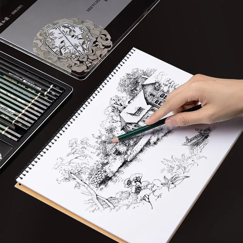 Deli 22pcs/lot Summer Palace Sketch Pencil Charcoal Set Student Painting Drawing Tools Professional Art Supplies Stationery Set