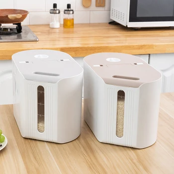 

Large Food Storage Container Dry Food Flour Rice Container Dog Cat Food Storager Flip with Scaled Household Rice Storage FP8