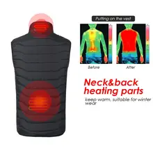 Умный жилет с подогревом и воротником, теплый хлопковый жилет с подогревом, куртка с питанием от батареи, перезаряжаемый жилет с подогревом, утепленный жилет