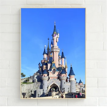 

Disneyland Pairs Park Castle Painting Tower Kids Room Posters and Prints Wall Pictures for Living Room Decoration Nordic Artwork