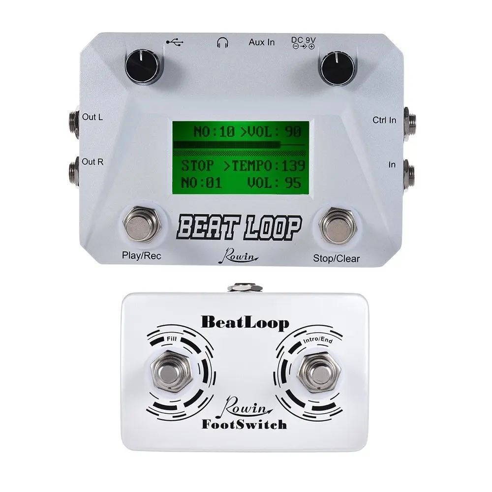 Rowin LBL-01 Guitar Beat Loop Pedals Drum Looper Machine 40 Drums Rhythm 50min Looper Recording Time Footswith freely included