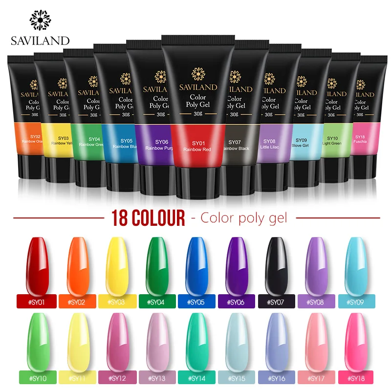 

SAVILAND Color Poly Gel Finger Extension 24 Colors UV Fast Builder Gel 30g/15g Polygel Nail Gel Hard Gel Nail Polish