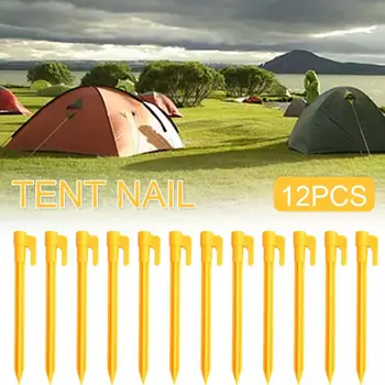 

12pcs Camping Tools Plastic Tent Pegs Nails Sand Ground Stakes Outdoor Camping Tents Awning Yellow Tent Tool Accessories