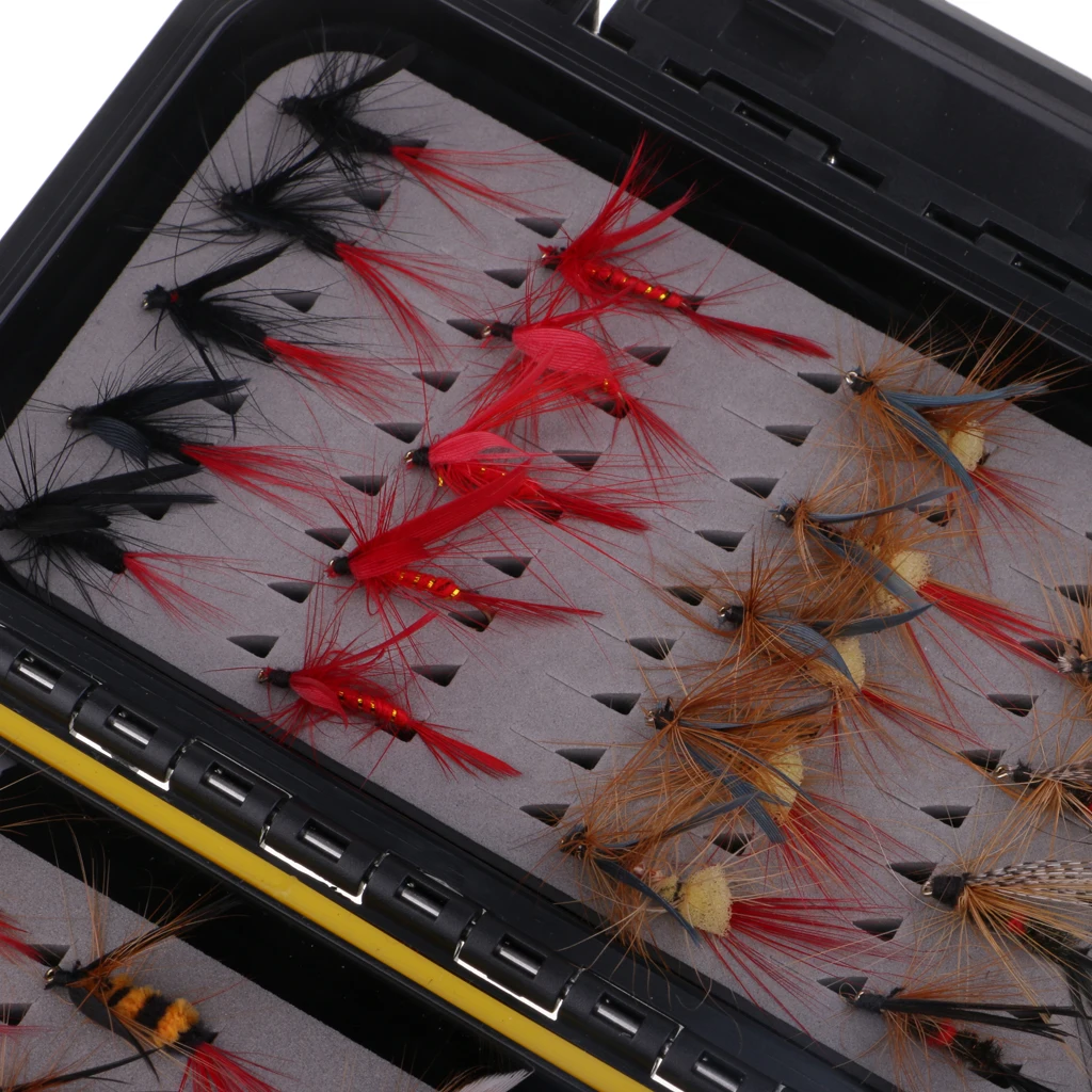 40pcs Fly Fishing Lure Colorful Wet / Dry Simulation Flies Butterfly Baits Waterproof box for Fishing Lovers