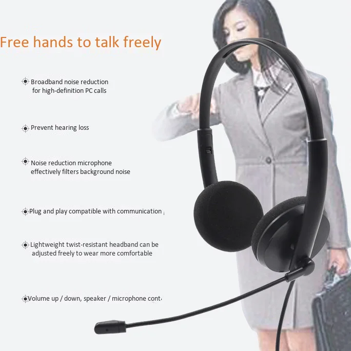 USB Call Center Headset with Noise Cancelling Mic for PC Home Office Phone Customer Service Plug and Play