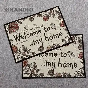

Home Decorative Floor Mat Doormat 40x60cm Cotton Linen Fabric Cartoon Birds Printed Hallway Entrance Anti-Slip Door Mat Carpet
