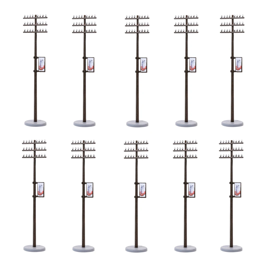 10Pcs Miniature Electric Line Pole for Train Park Street LAYOUT 1:100 HO TT