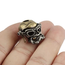 Пилот череп EDC DIY нож бисер кулон латунь Панк Череп Бусы на веревочке ВВС брелок пилота