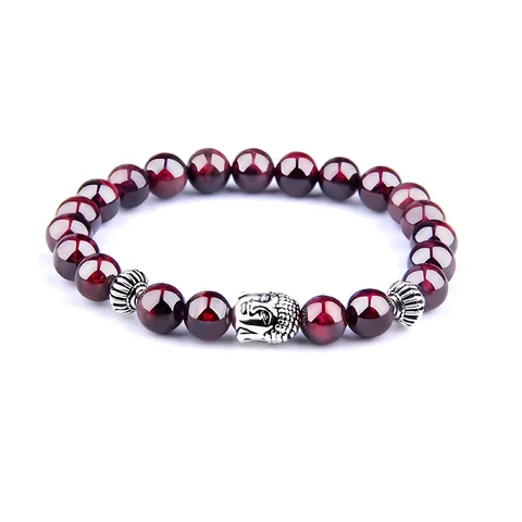 Bracelets Natural Garnet Beads Bracelet For Women Red Stone Bracelet Silver-plated Yoga Balance Pulsera Couples Jewelry Gift