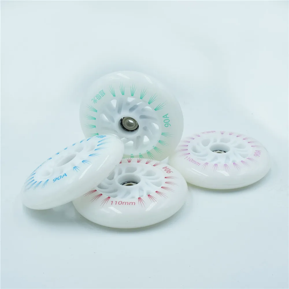 Roller skating wheels 2 pcs/lot 90A Roller skates wheel 90 100 110 LED skating wheels inline speed skates shoes tire with magnetic cell red white blue