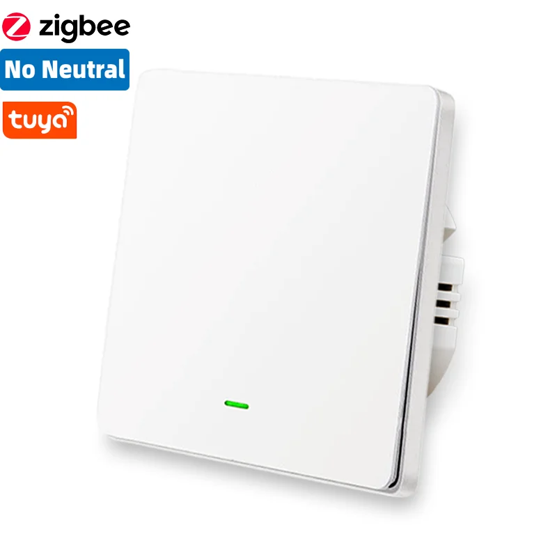 Zigbee без нейтральный кнопочный светильник выключатель Смарт настенный выключатель с одиночной линией противопожарная проводка 1/2/3 Tuya Беспроводной дистанционного Управление