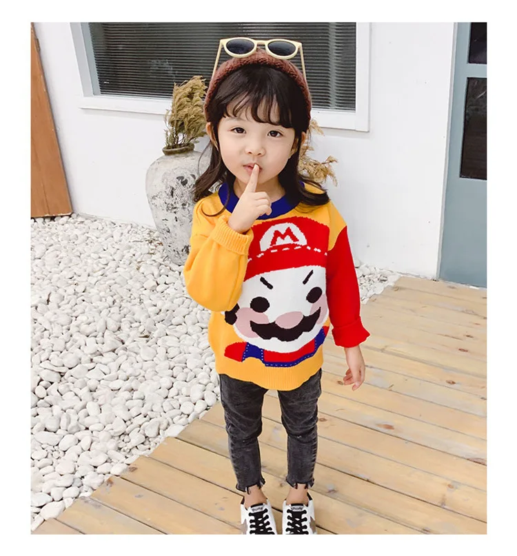Детский свитер с героями мультфильмов свитер с рисунком супермарио и вишни