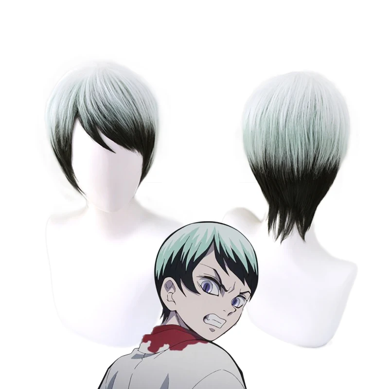 Аниме демон убийца Kimetsu no Yaiba Yushirou короткий парик косплей костюм термостойкие синтетические волосы для мужчин и женщин парики