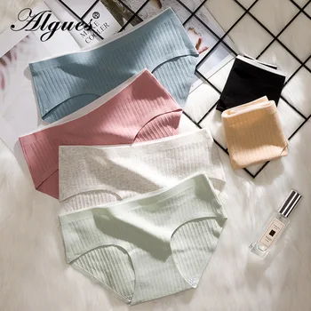 

Solid Color Cotton Stripes Pattern Mid-rise Women's Physiological Panties Comfortable Skin-friendly Female Underwear Women Gifts