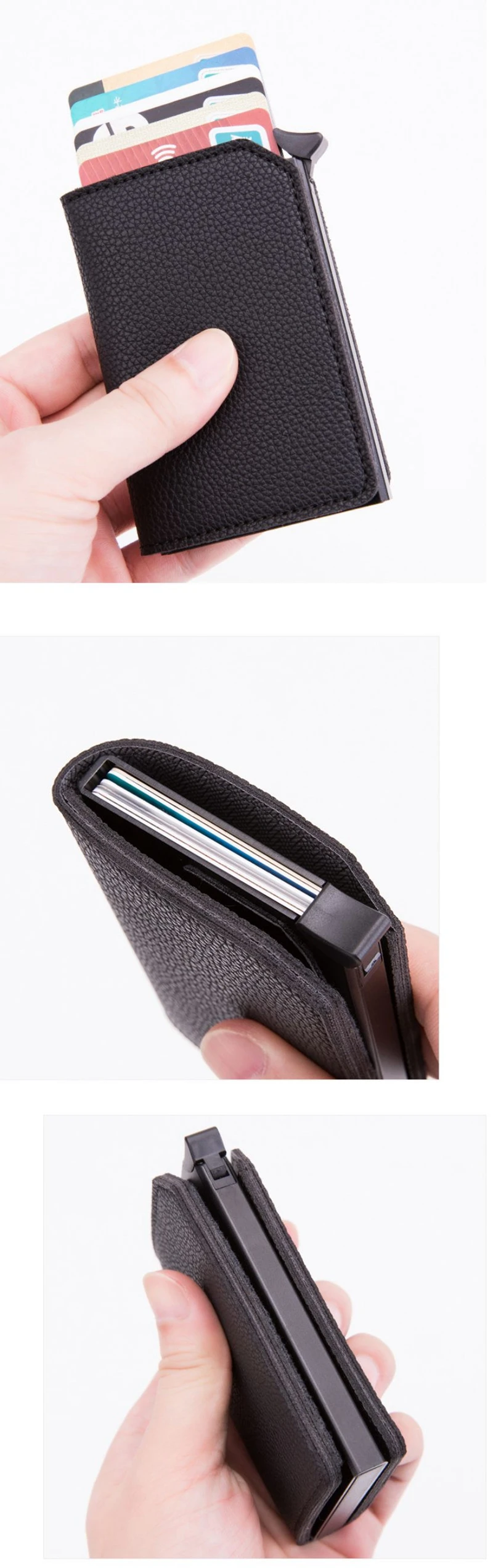 Модный Анти RFID блокирующий мужской держатель для кредитных карт PU маленький кошелек, кожаный ID Чехол для банковских карт металлический защитный кошелек для женщин