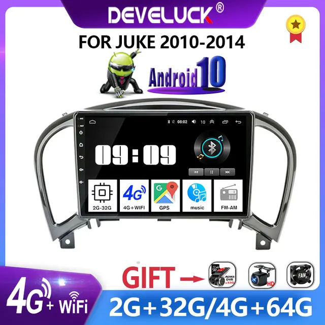 $135.07 4GB+64GB Android 9.0 Car Radio For Nissan Juke YF15 2010-2014 2din Touch Screen GPS Navigation Multimedia Player RDS DSP 4G net
